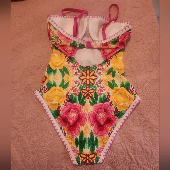 FigLeaves Yellow Frida Bandeau Tummy Control 1pc Bathing Suit size 34B - Picture 3 of 5